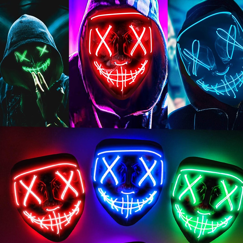 Wireless Halloween Neon Led Purge Mask