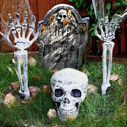 Halloween Fake Skeleton Head and Hands Set