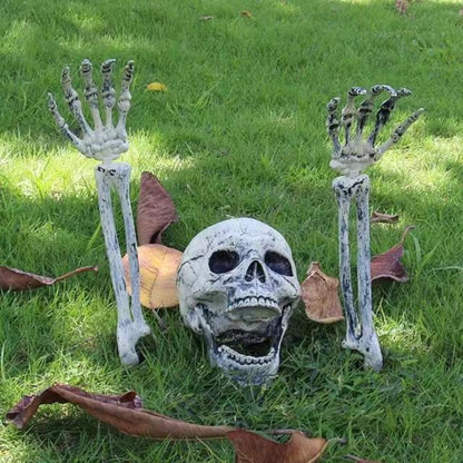 Halloween Fake Skeleton Head and Hands Set