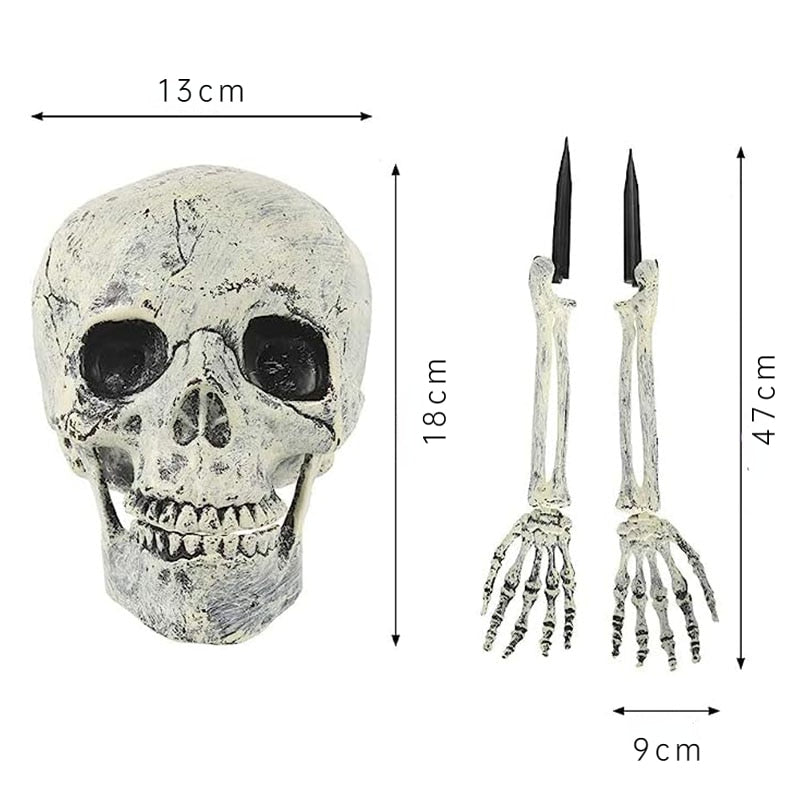 Halloween Fake Skeleton Head and Hands Set