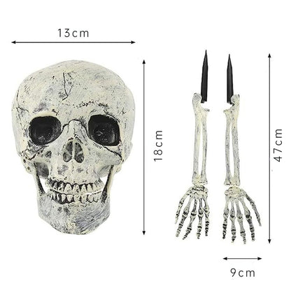 Halloween Fake Skeleton Head and Hands Set