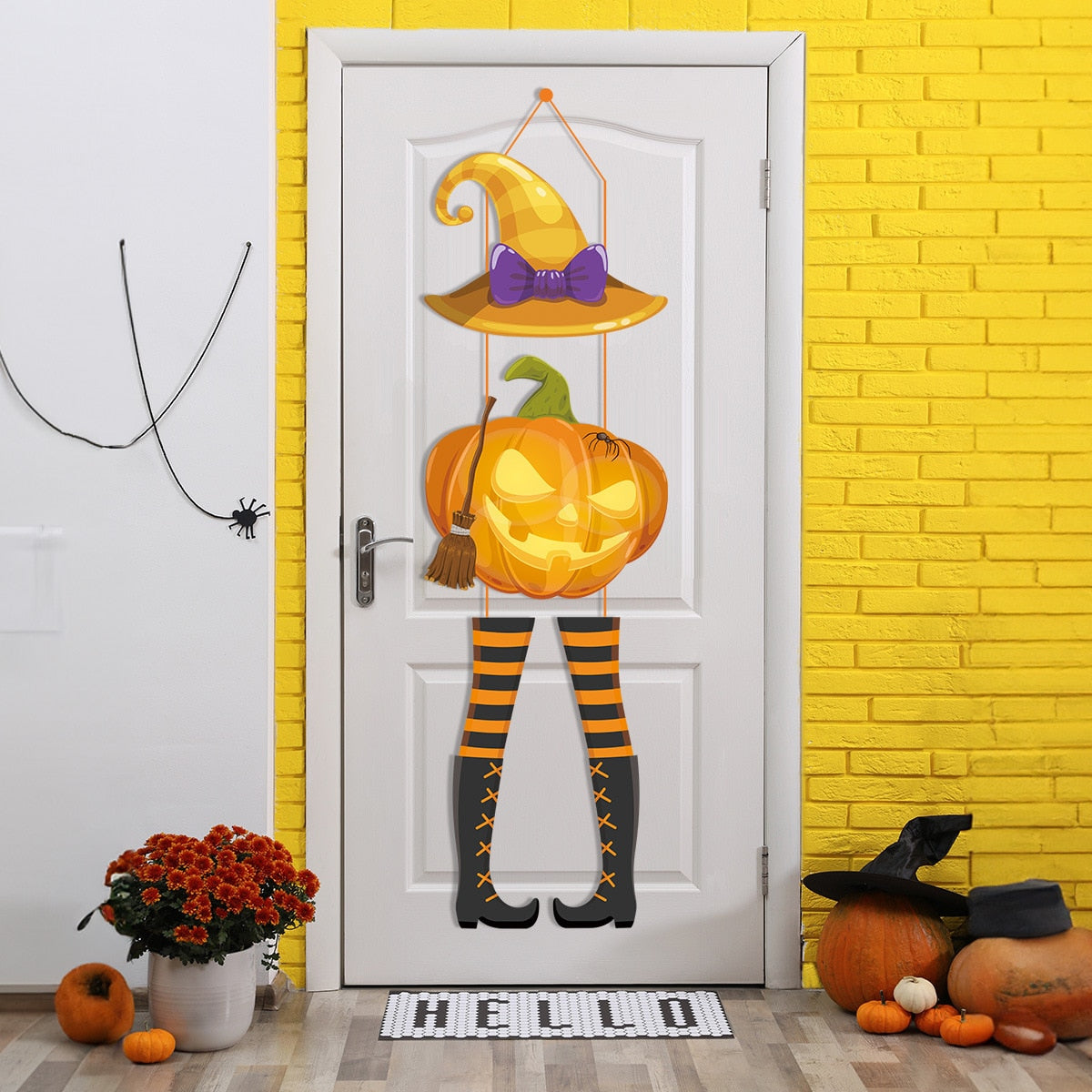 Ghost Face Pumpkin Door Hangings Witch Hat