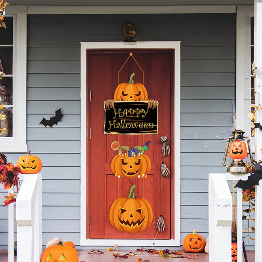 Ghost Face Pumpkin Door Hangings Witch Hat